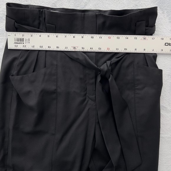 IRO Black 100% Wool Paxi Paperbag Tie Waist Trousers Pants Sz EUR 42 (34W) 0113 - Picture 10 of 14